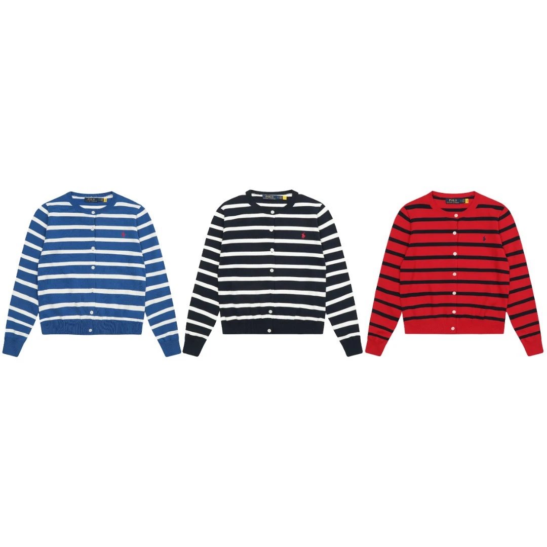 Striped Knit Cardigan Long Sleeve Top, Navy - Gallery Image 1 - Detailed View