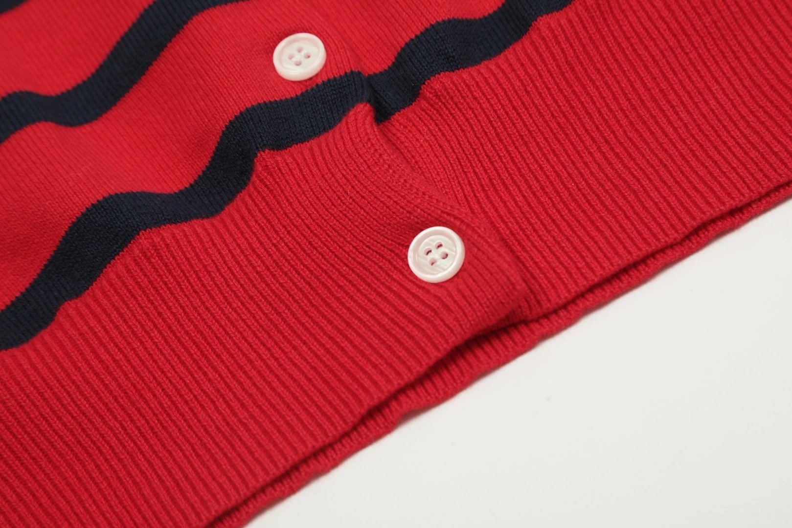 Striped Knit Cardigan Long Sleeve Top, Navy - Gallery Image 9 - Detailed View