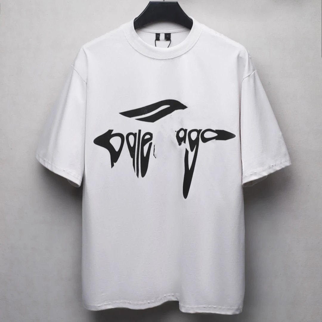 Unisex Oversized Distressed Melted Print Cotton Tee - Onyx Black - Gallery Image 3 - Detailed View