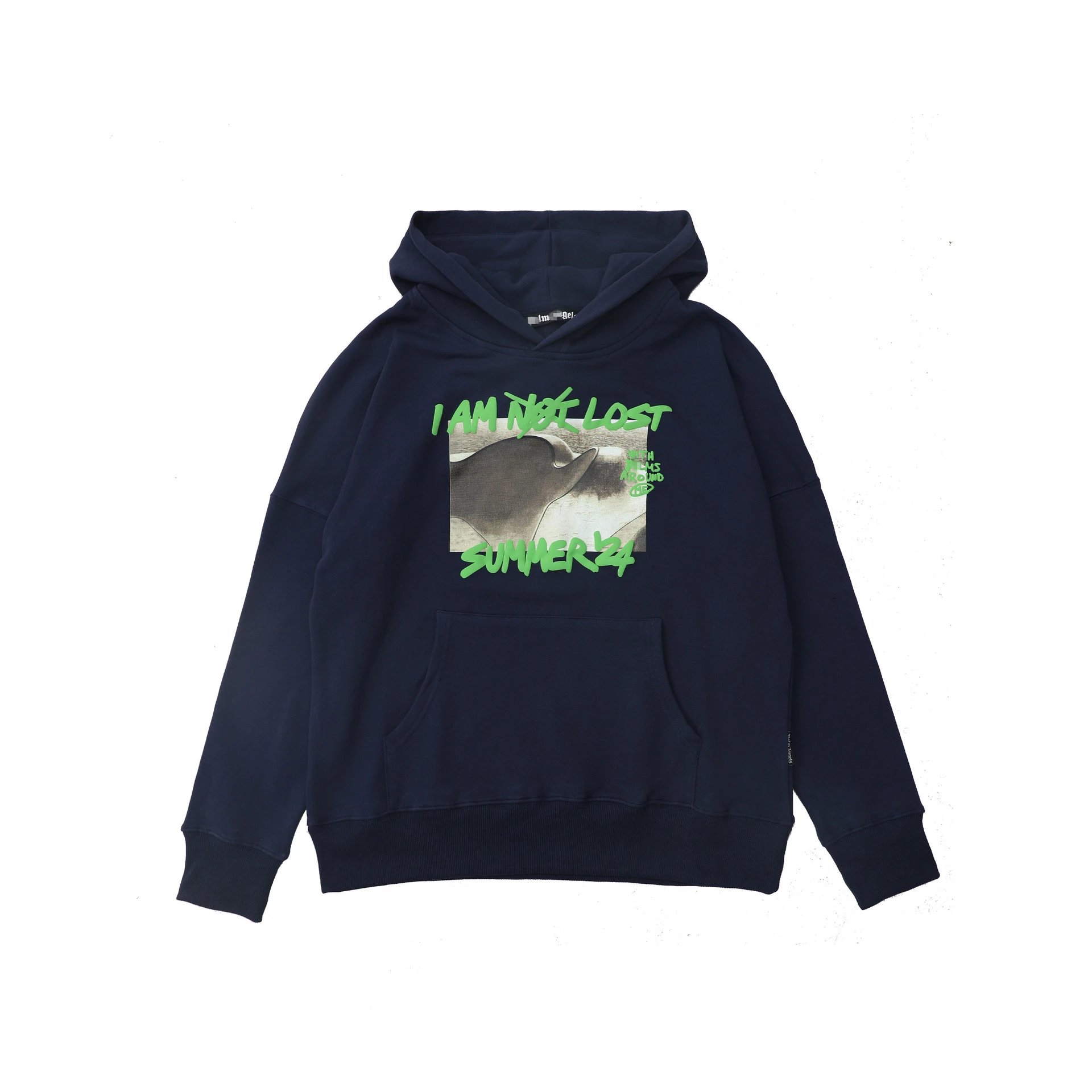 Palm Angels Foam Print Hoodie Navy - Gallery Image 3 - Detailed View