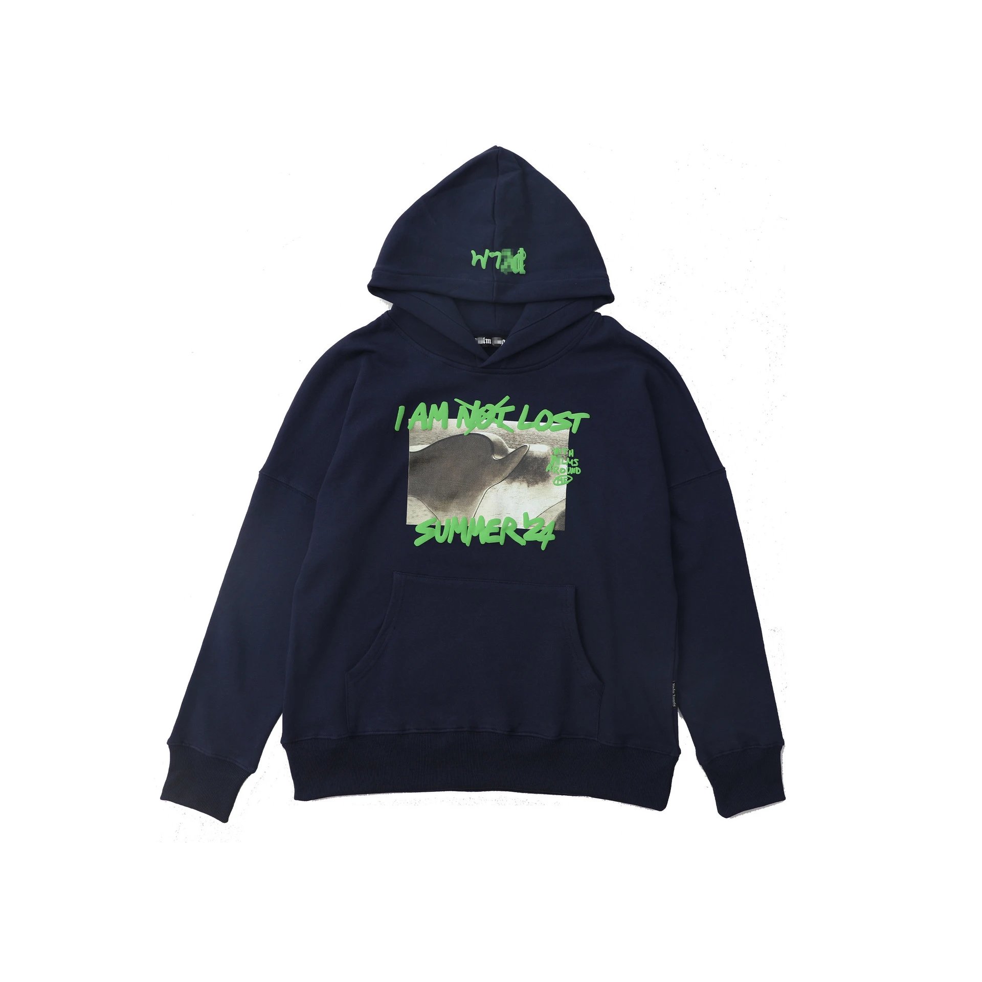 Palm Angels Foam Print Hoodie Navy - Gallery Image 2 - Detailed View