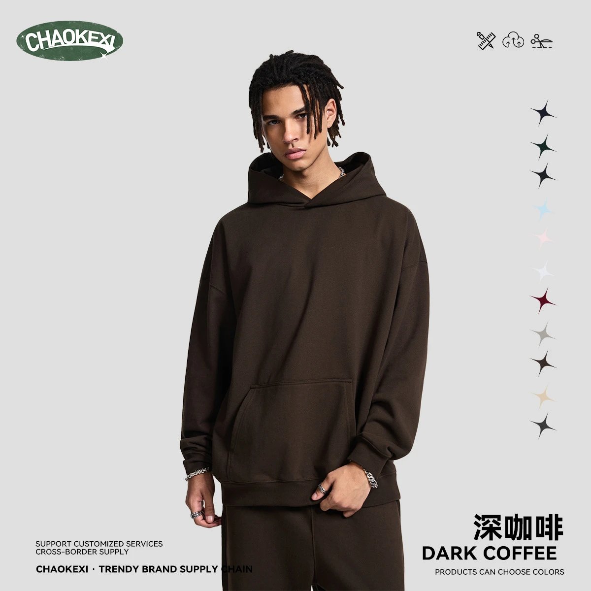Autumn Cotton Blend Pullover Hoodie Unisex Cocoa - Calvin Klein - Cnfans - $30.32