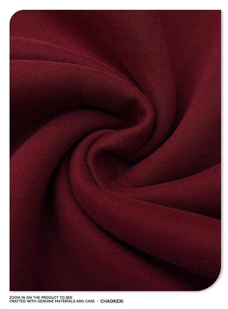 Christmas Reindeer Fleece Thermal Unisex Hoodie Burgundy - Gallery Image 13 - Detailed View