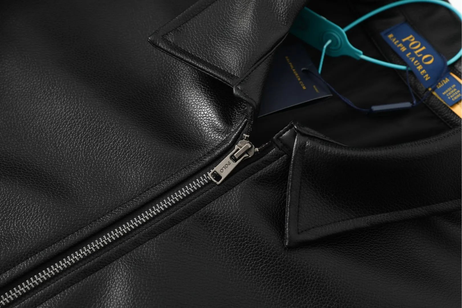 Polo Black Leather Jacket - Gallery Image 8 - Detailed View