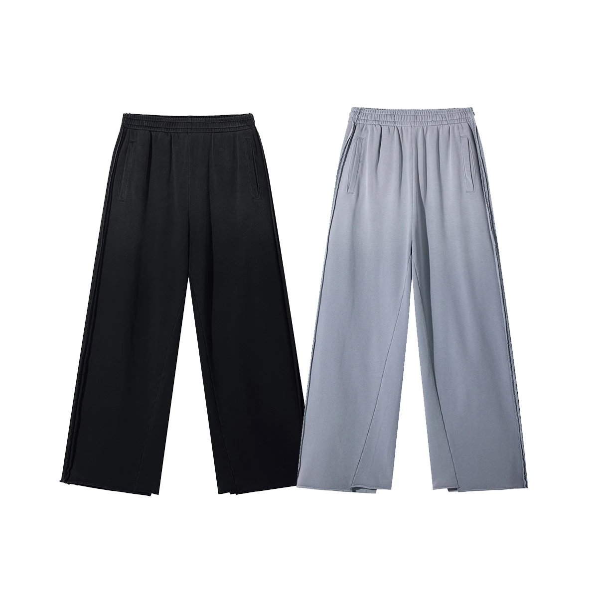 Men's Cotton Straight-leg Casual Pants Faded Black - Gallery Image 10 - Detailed View