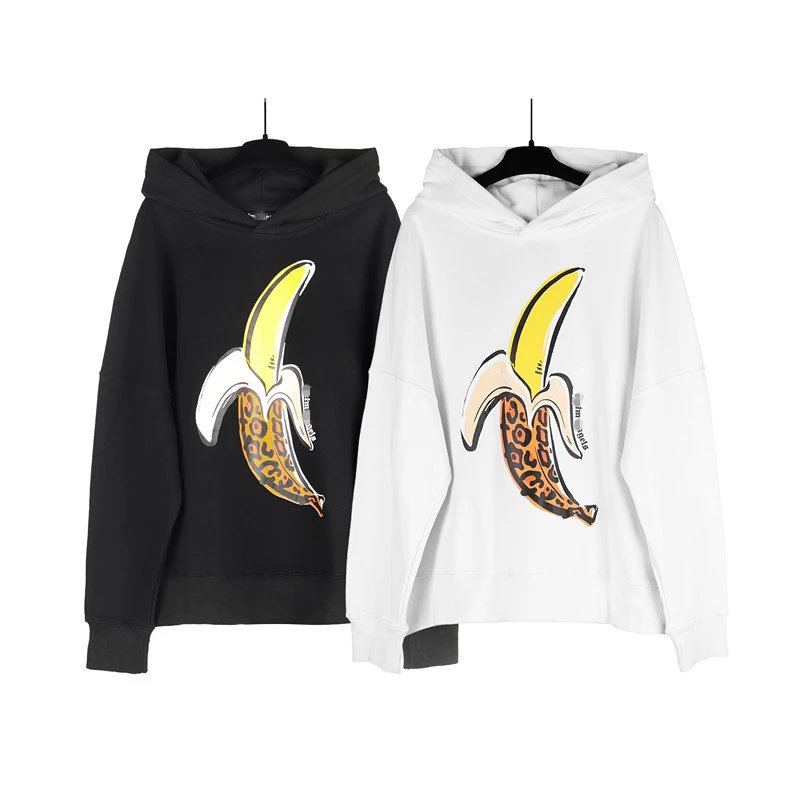 Street Banana Print Hoodie Unisex Pullover - Onyx - Gallery Image 1 - Detailed View