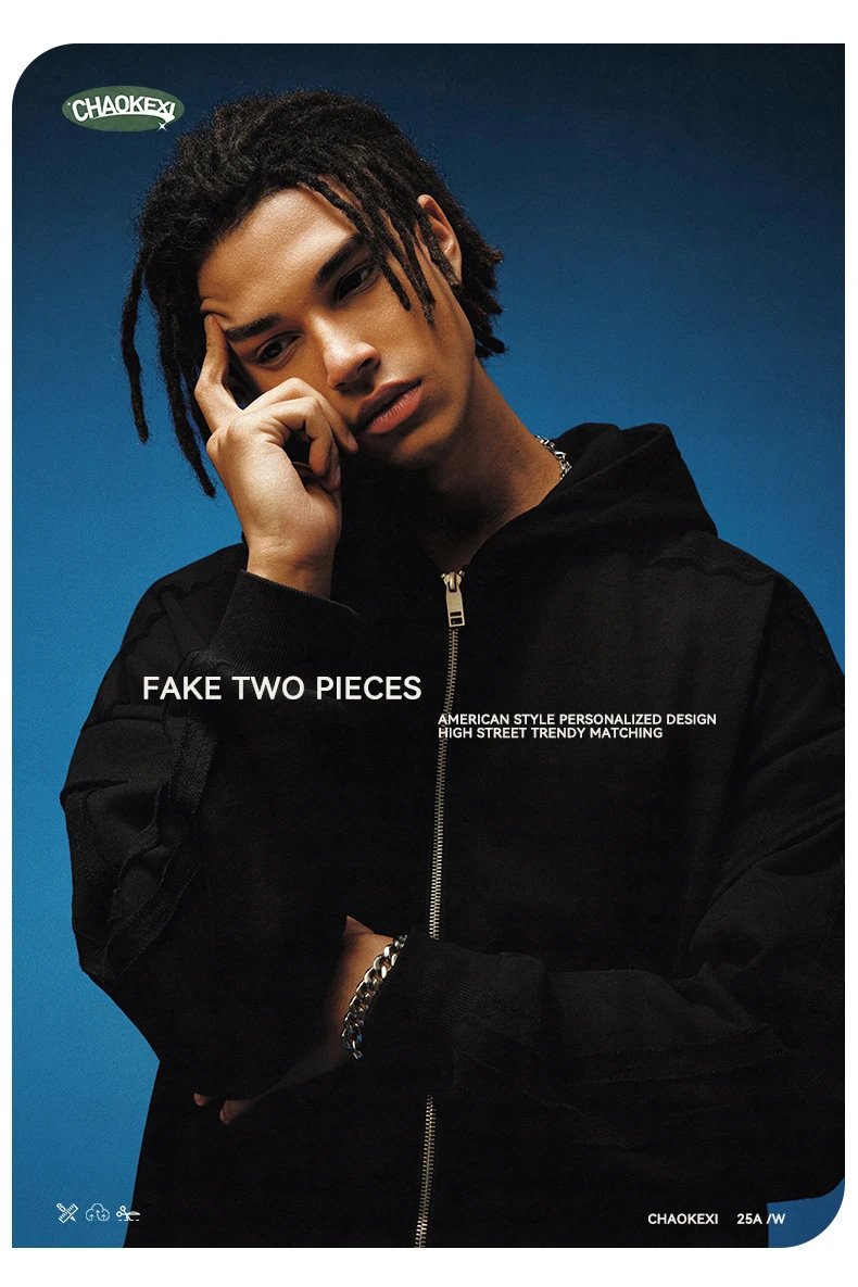 Trendy Winter Hoodie Unisex Casual Cardigan - Onyx - Gallery Image 9 - Detailed View