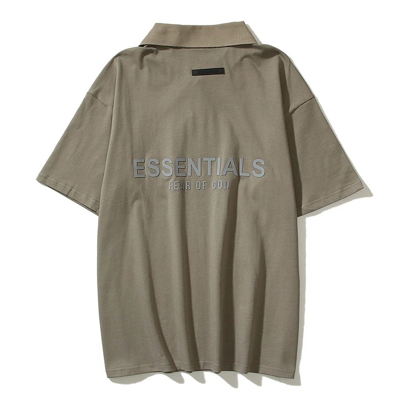 Casual Cotton Polo Shirt Taupe - Essentials - Cnfans - $23.23
