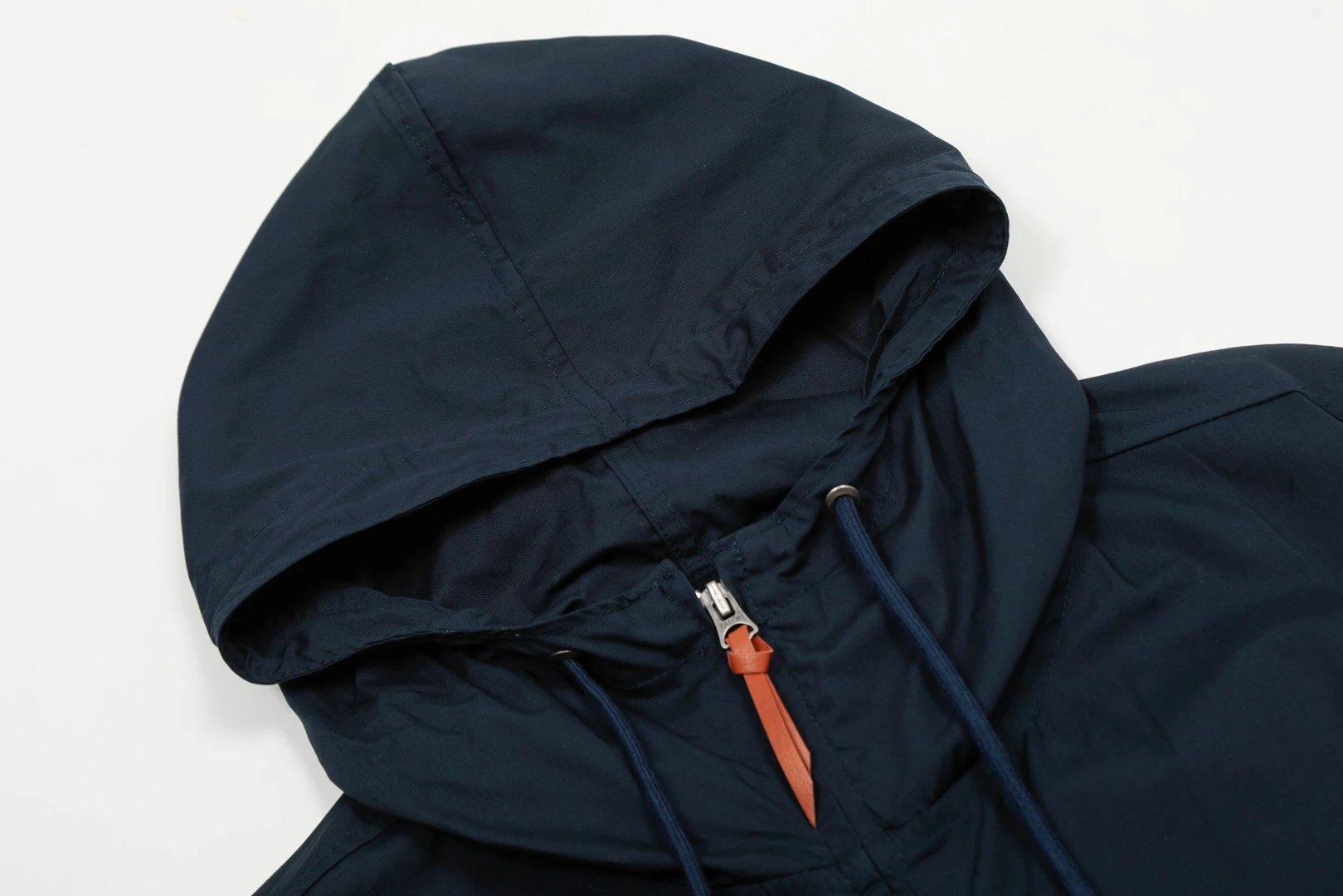 Retro Hooded Lightweight Jacket Zip Up Outerwear Navy - Gallery Image 6 - Detailed View
