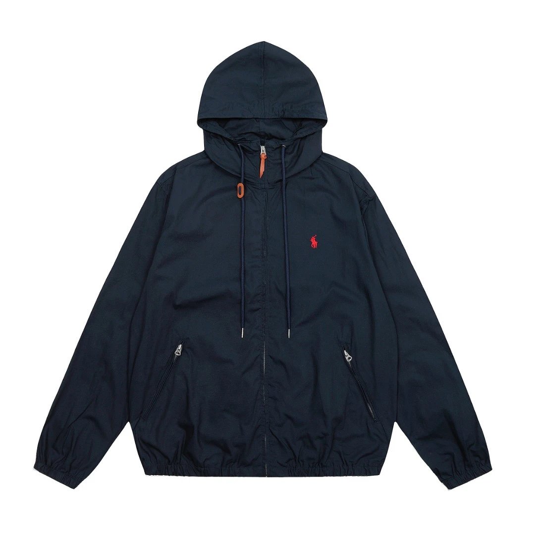 Retro Hooded Lightweight Jacket Zip Up Outerwear Navy - Ralph Lauren - Cnfans - $50.65