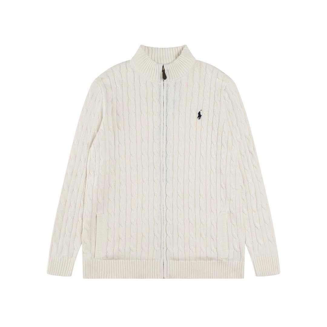 Cable Knit Full-Zip Cardigan Sweater Ecru - Gallery Image 4 - Detailed View