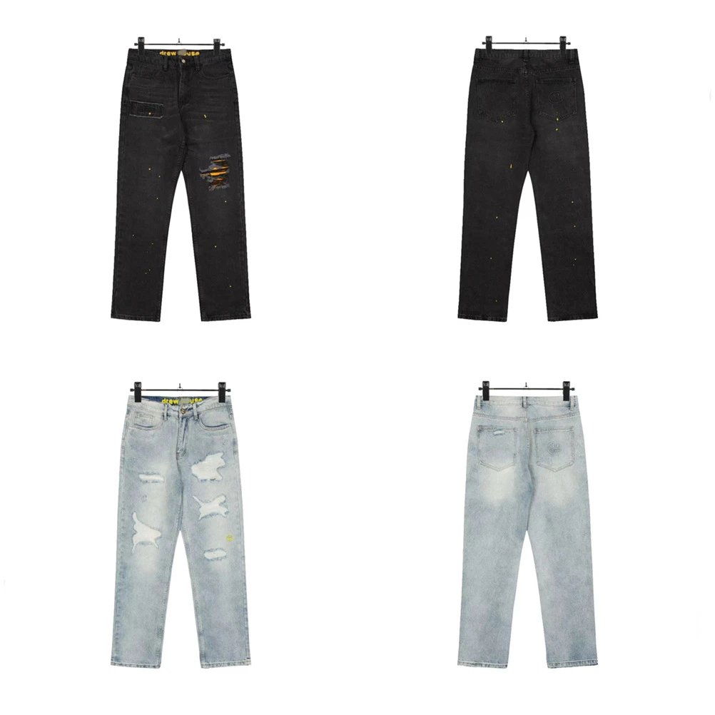 Distressed Washed Denim Streetwear Pants Charcoal - Gallery Image 1 - Detailed View