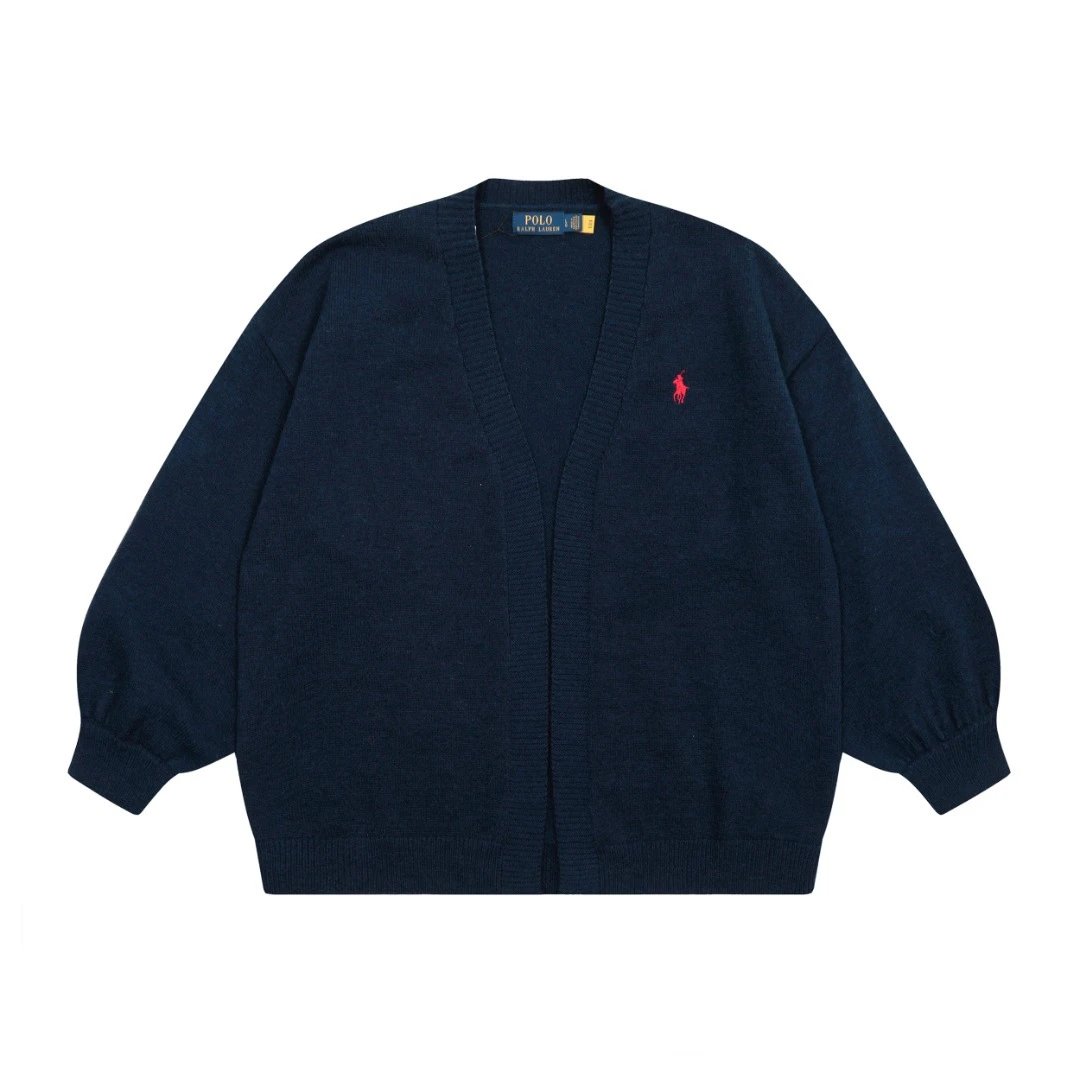 Vintage Knit Cardigan V-Neck Sweater, Navy - Ralph Lauren - Cnfans - $37.74