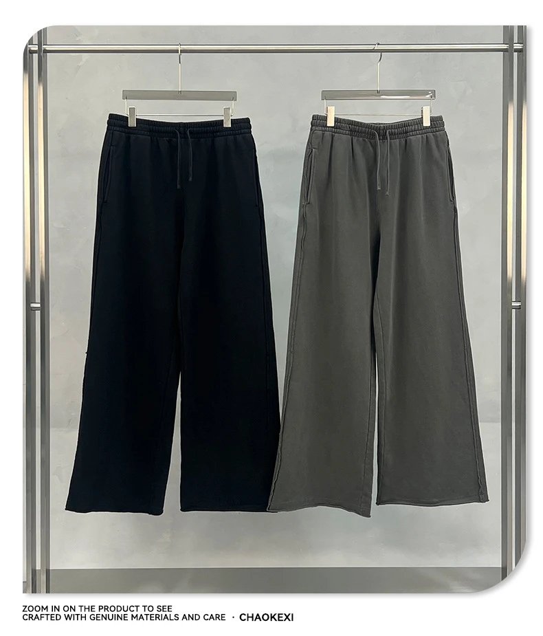 Men's Loose Fit Terry Sweatpants, Vintage Wash - Charcoal - Gallery Image 11 - Detailed View