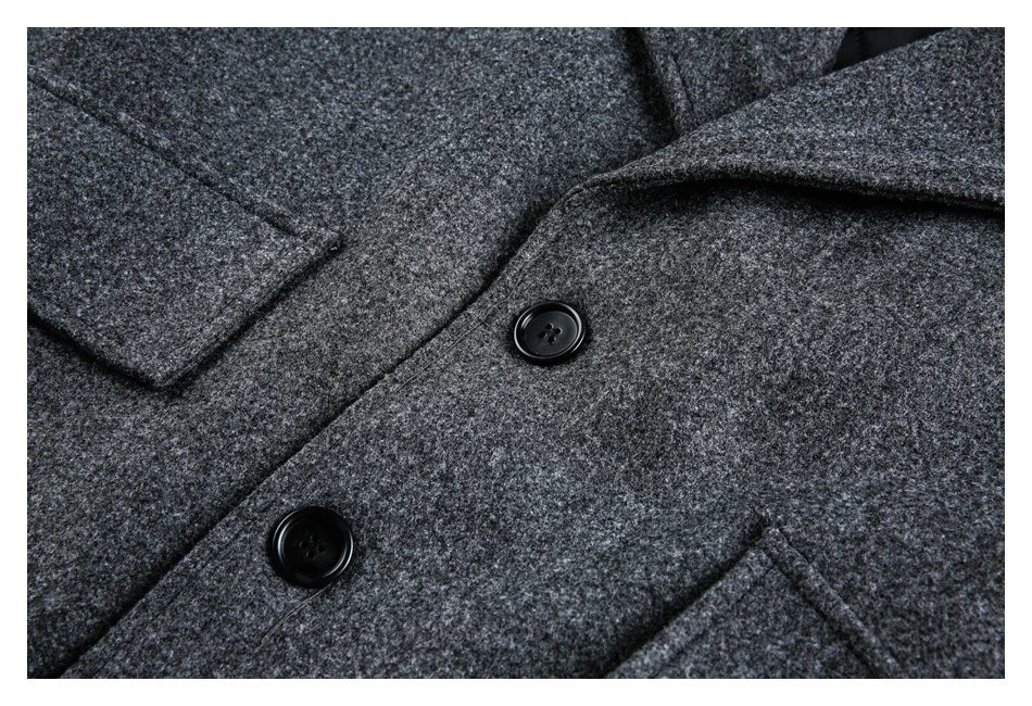 Unisex Oversized Wool Blend Winter Coat, Charcoal Grey - Gallery Image 14 - Detailed View