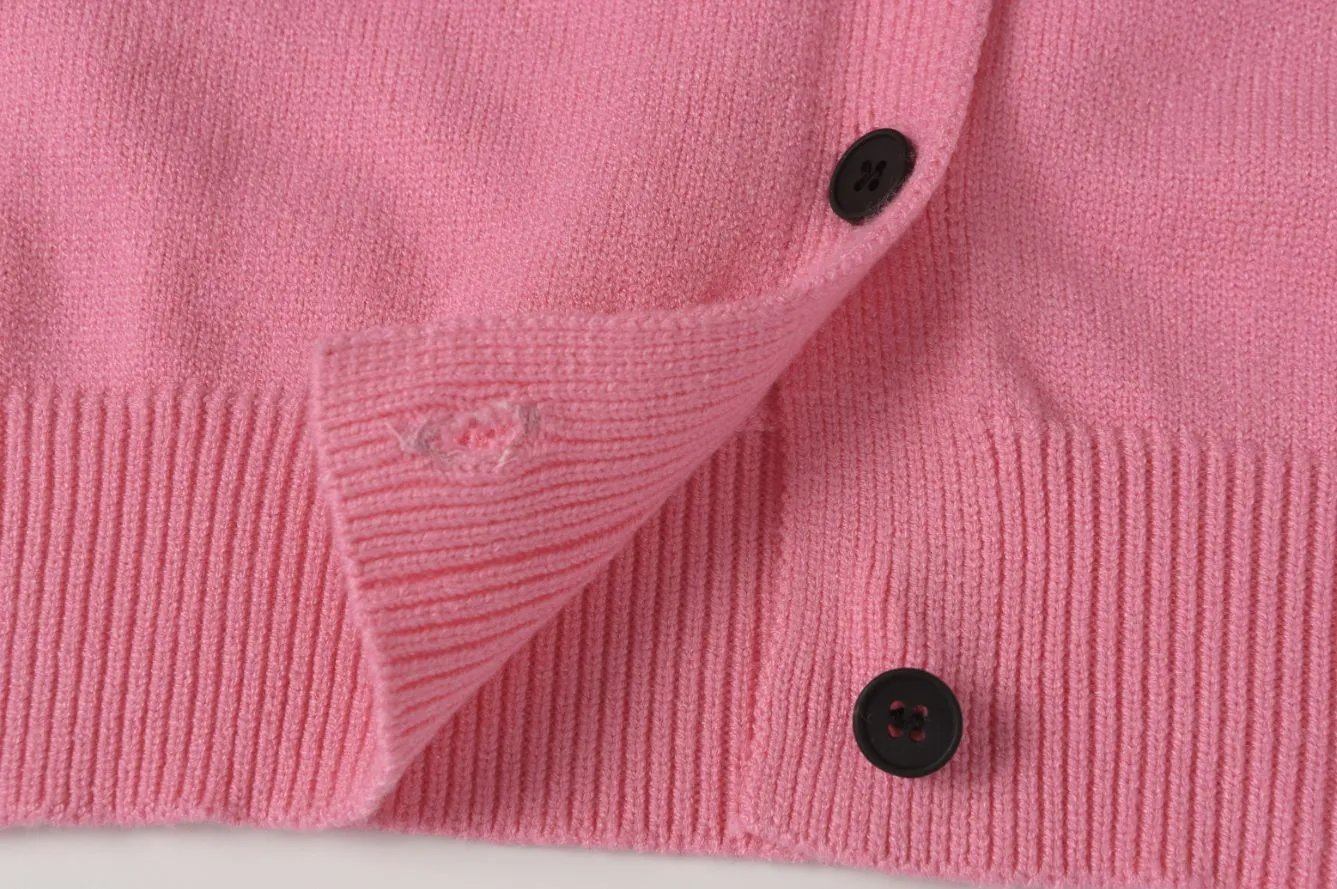 Women's V-Neck Knit Cardigan Daisy Embroidery Oatmeal - Gallery Image 15 - Detailed View