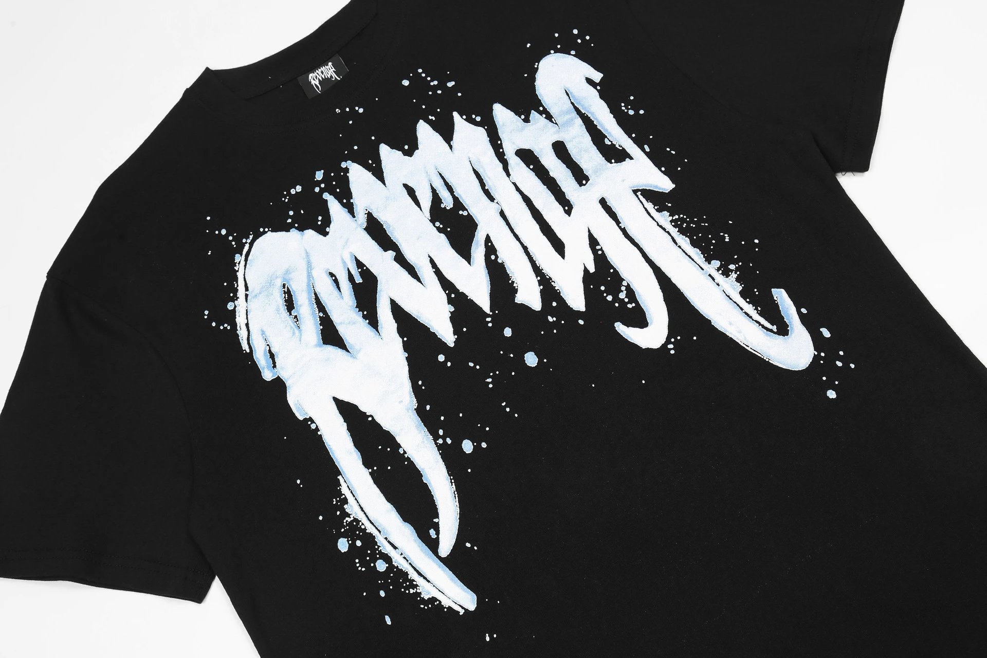 Gothic Skull Print T-Shirt Ice Blue - Gallery Image 5 - Detailed View