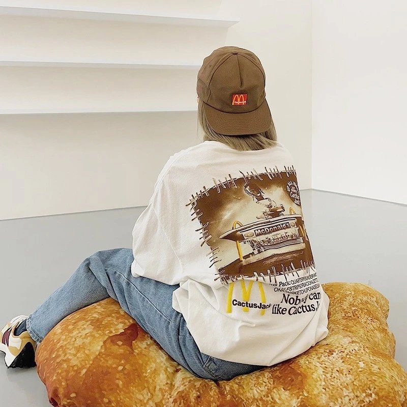 Streetwear Graphic Cotton T-Shirt Unisex Retro Black White - Gallery Image 7 - Detailed View