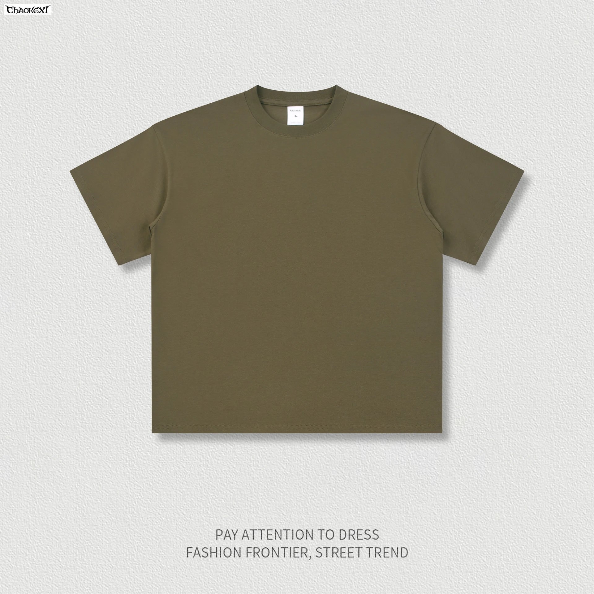 Summer Cotton Oversized Tee Shirt, Olive - CHAOKEXI - Cnfans - $15.48