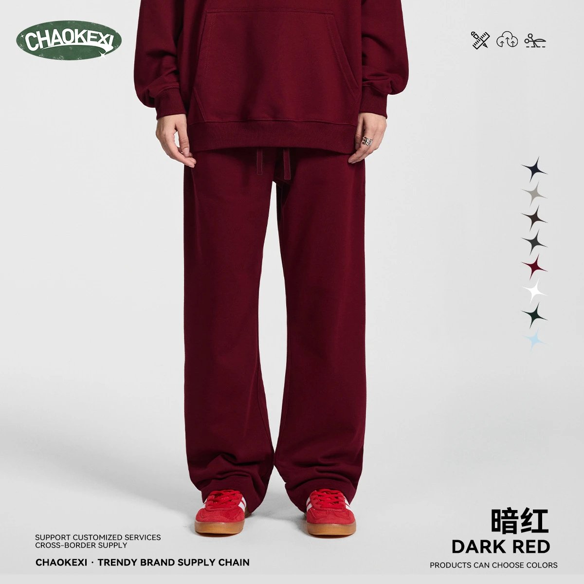 Casual Cotton Blend Unisex Pullover Hoodie Claret - Calvin Klein - Cnfans - $26.77