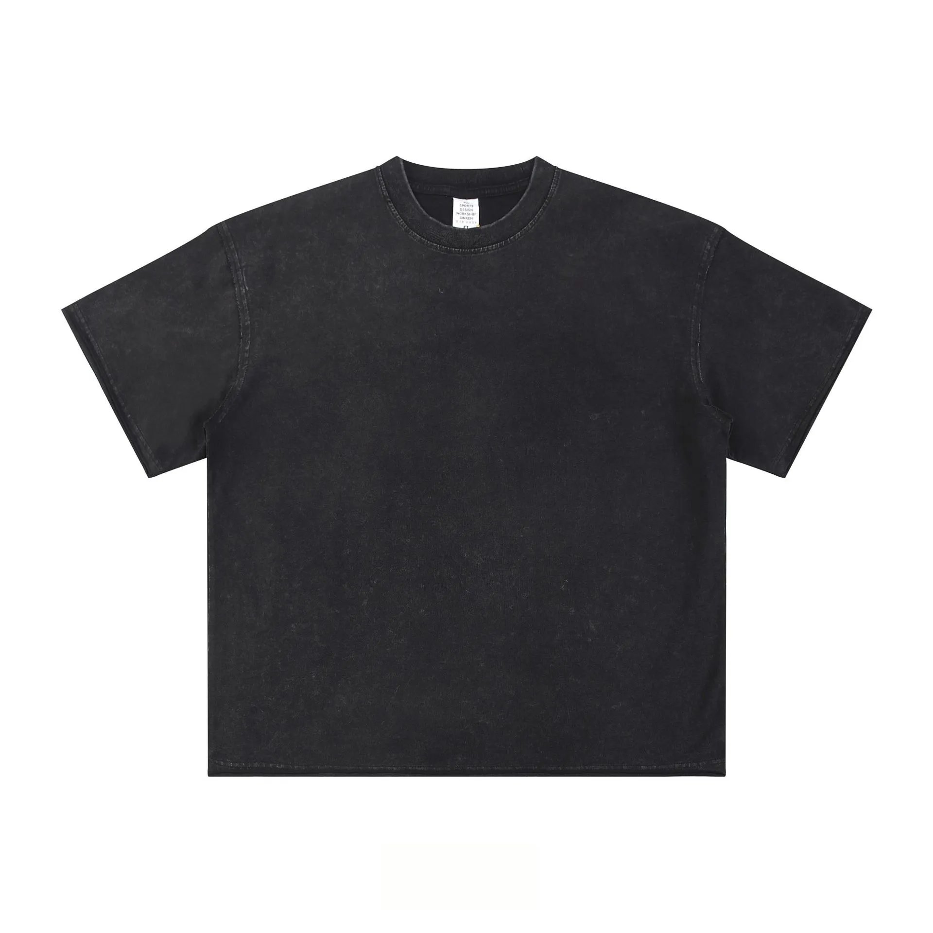Vintage Cotton Men's Tee Casual Summer Washed Onyx - CHAOKEXI - Cnfans - $19.68