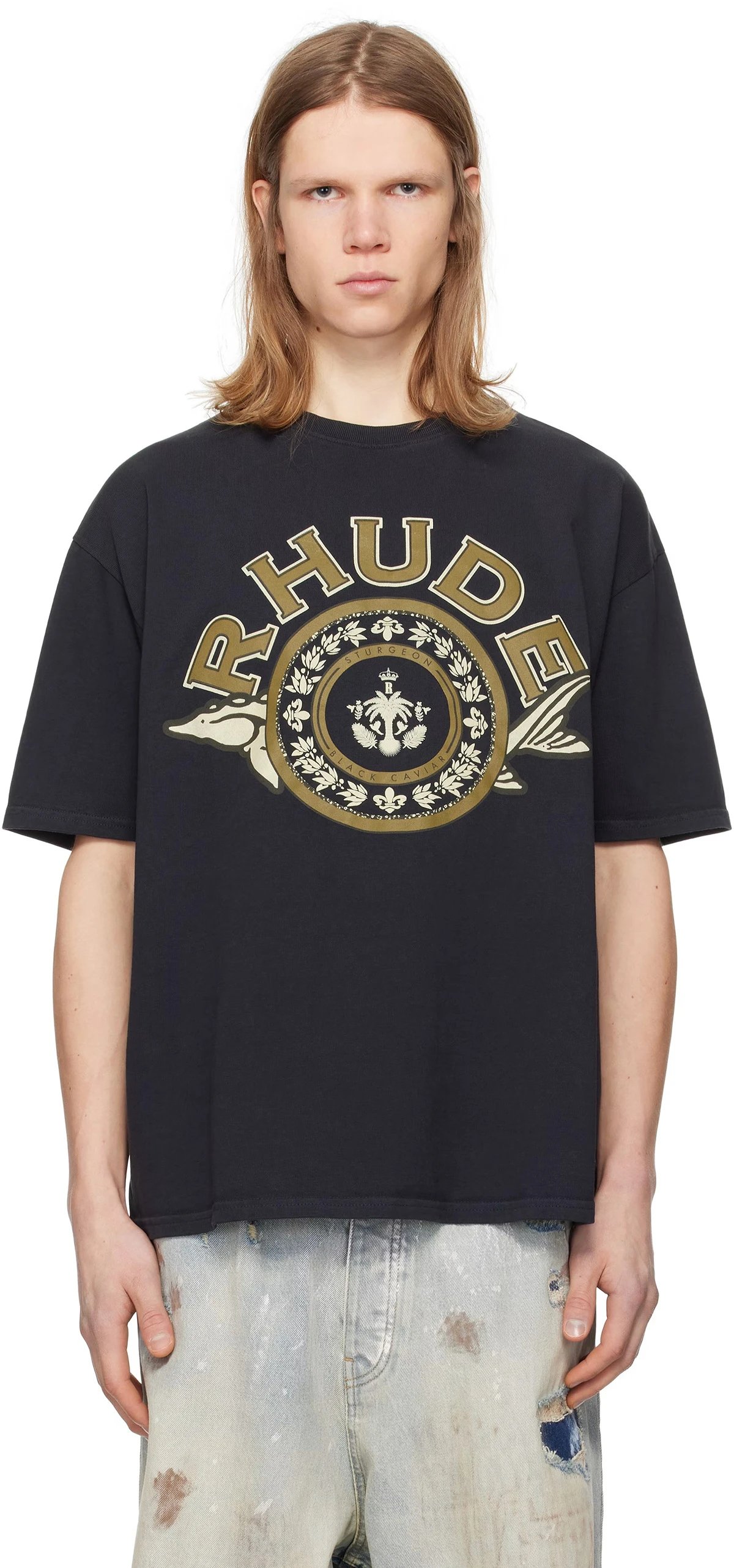 Rhude Letter Palm T-Shirt Beige - Gallery Image 5 - Detailed View