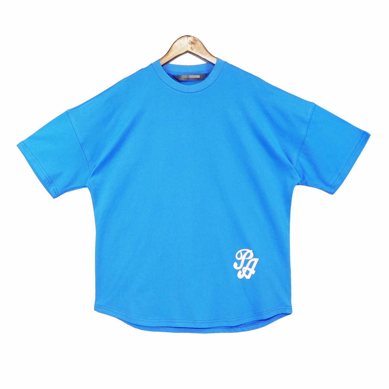 Streetwear Oversized Drop Shoulder Tee Azure Blue - Gallery Image 3 - Detailed View