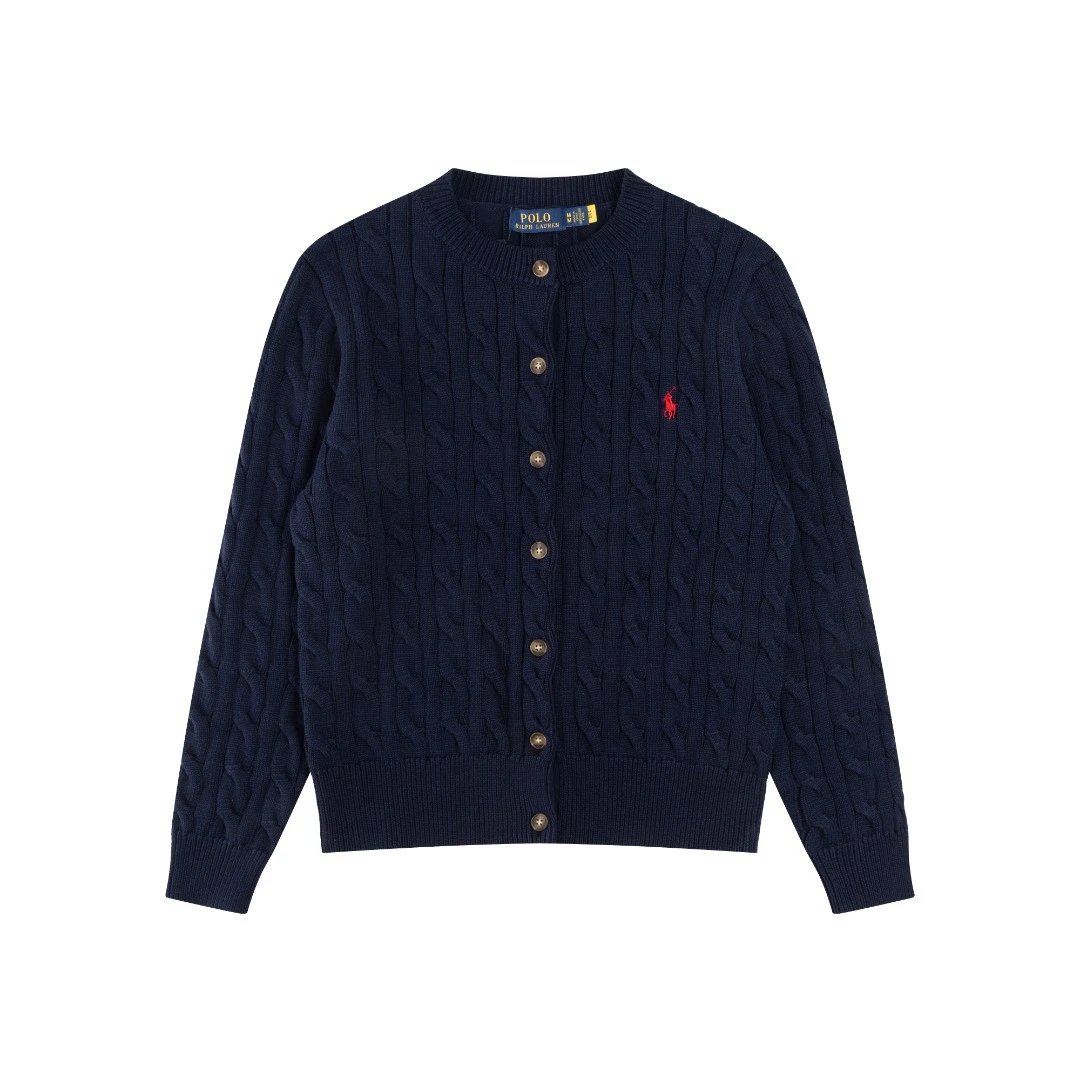 Cable-Knit Cotton Cardigan Sweater Ladies Navy - Ralph Lauren - Cnfans - $39.35