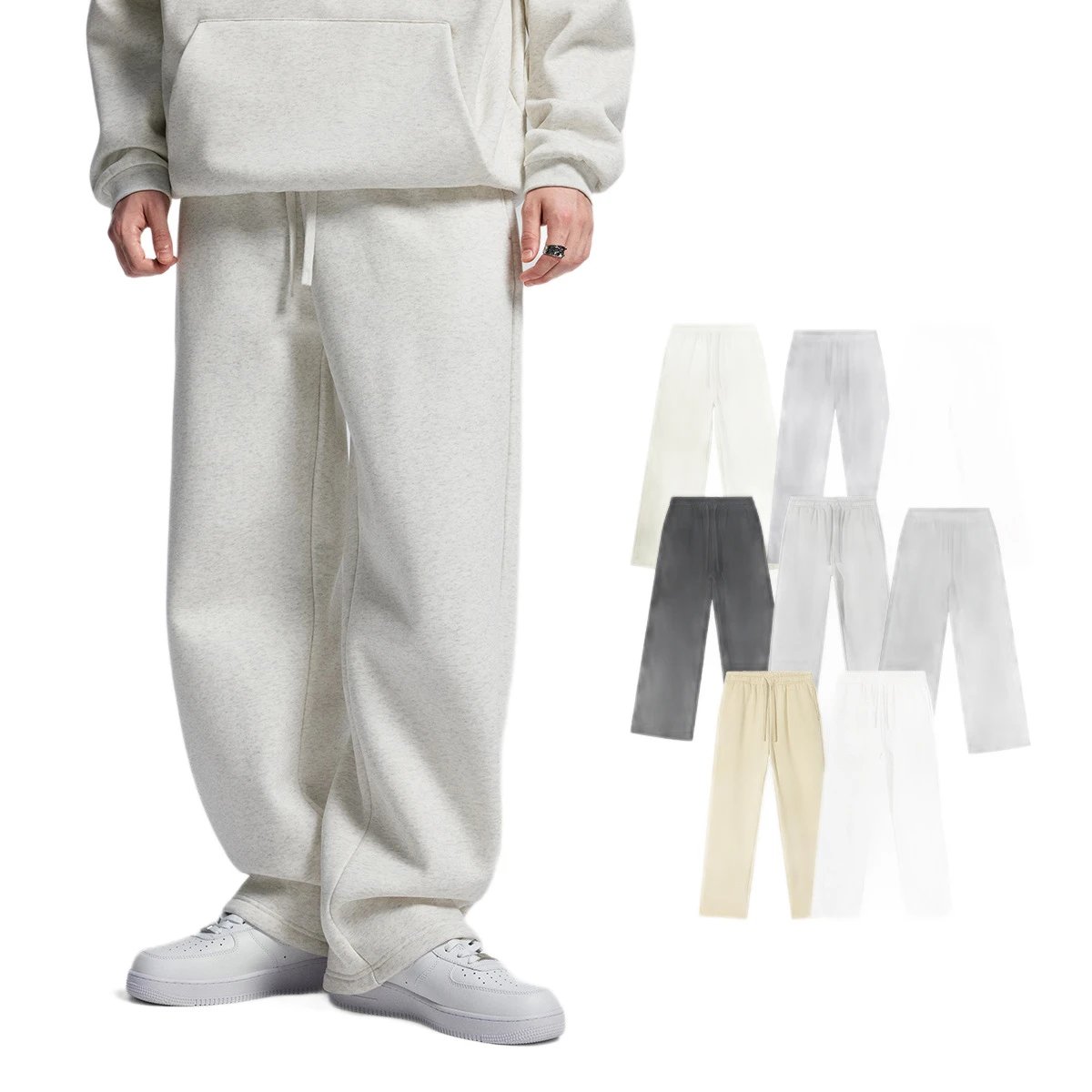 Mens Straight Leg Velvet Sweatpants, Autumn Navy - Gallery Image 4 - Detailed View