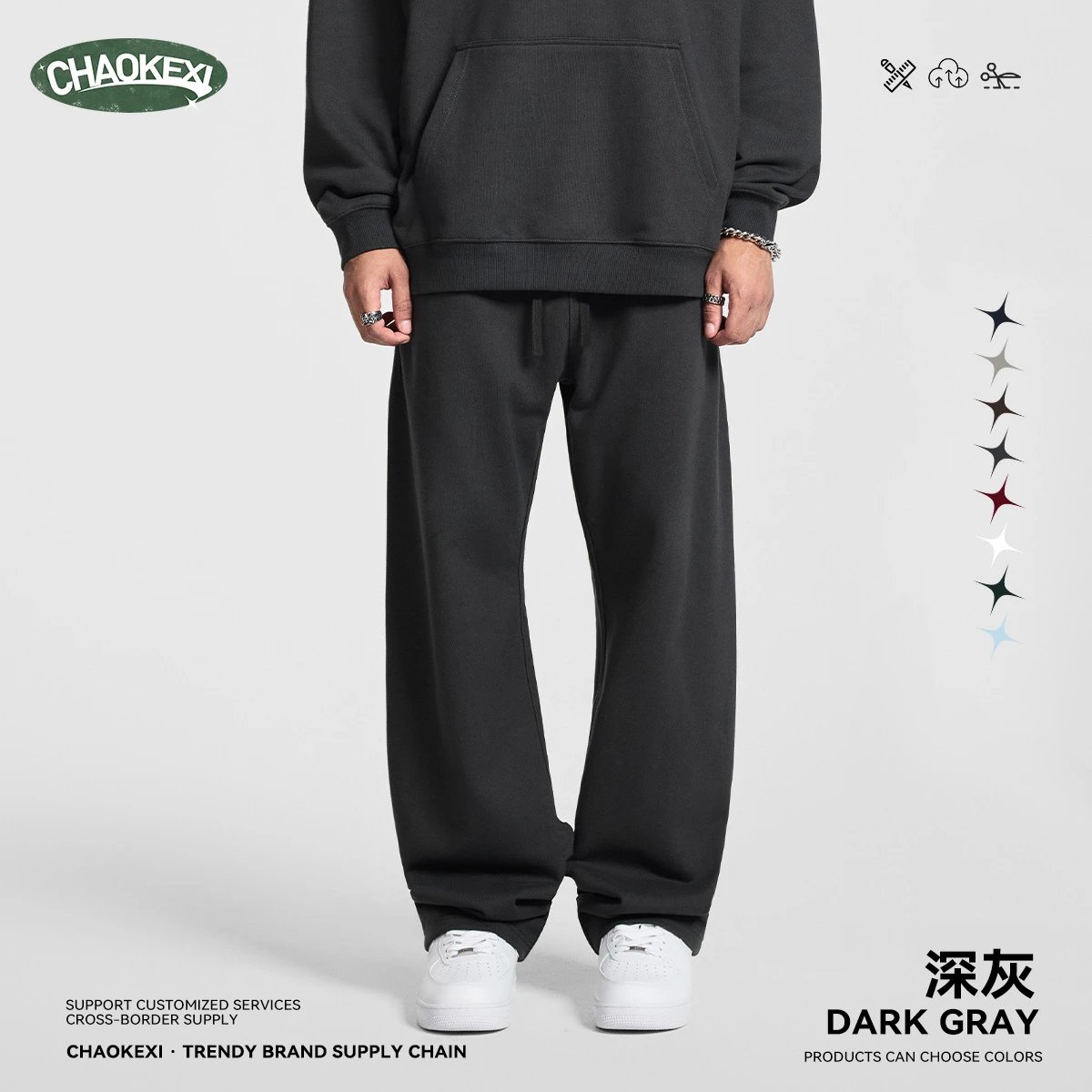 Casual Cotton Blend Unisex Sweatshirt - Charcoal - ChaoKeXi - Cnfans - $26.77