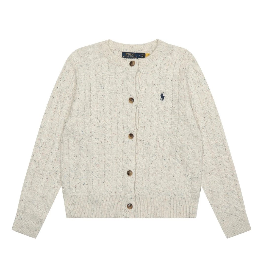 Cable-Knit Wool Blend Cardigan Sweater Ecru - Ralph Lauren - Cnfans - $39.35