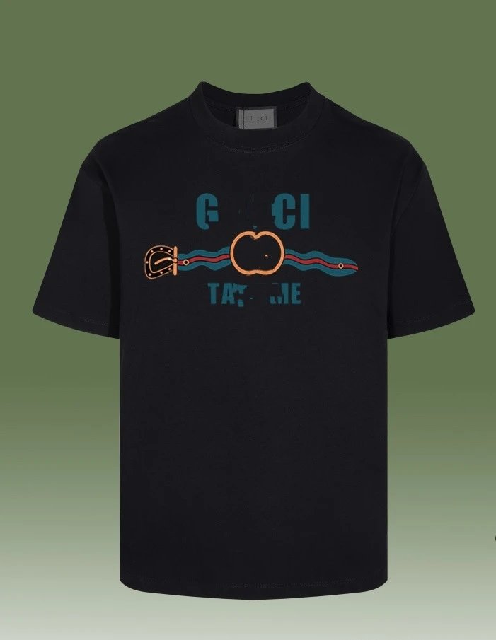 Classic Letter Print Unisex Tee Shirt Jet Black - Gucci - Cnfans - $26.77
