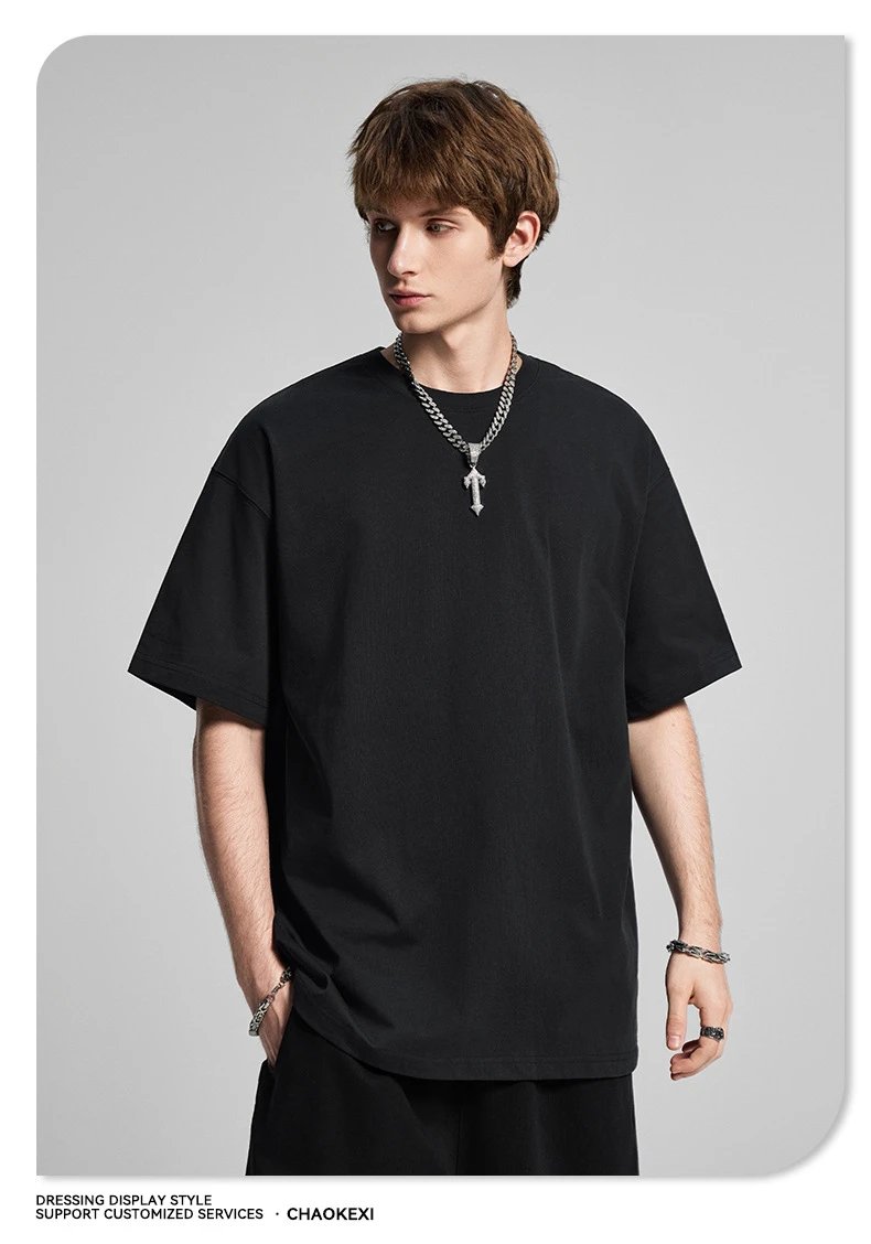 Retro Cotton Mens Tee Summer Top Heavy Foundation Series - Ash - Gallery Image 4 - Detailed View