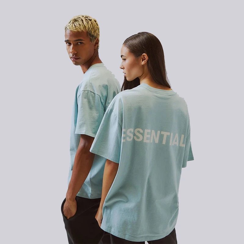 Oversized Streetwear Cotton Tee Sky Blue - Gallery Image 10 - Detailed View