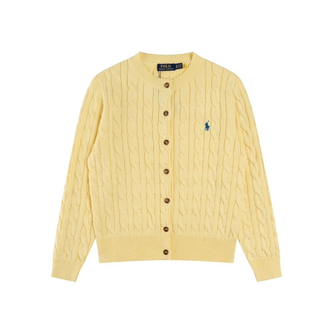 Cable-Knit Cotton Cardigan Sweater Butter Yellow - Ralph Lauren - Cnfans - $39.35
