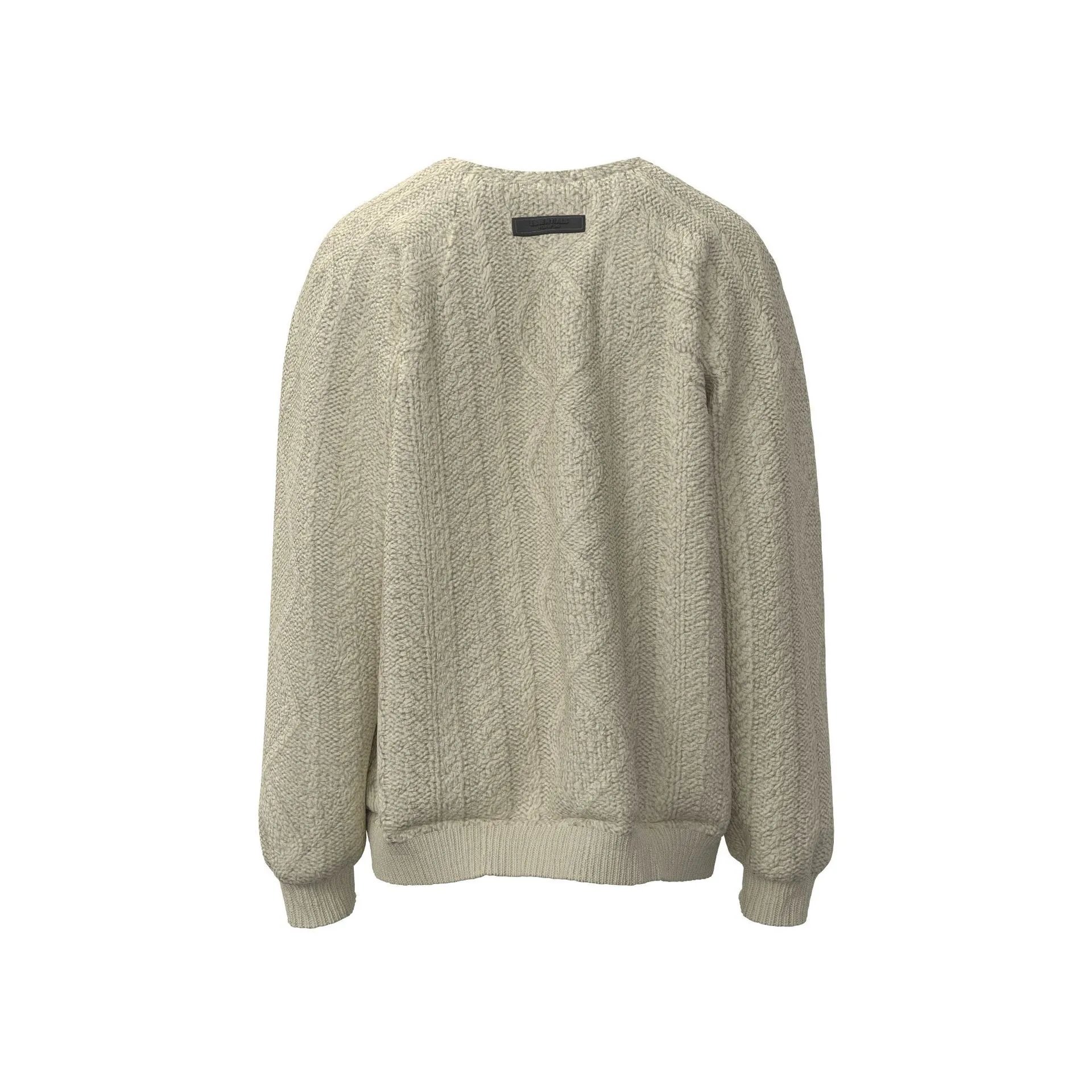 Cable Knit Wool Blend Pullover Sweater, Ecru - Gallery Image 5 - Detailed View