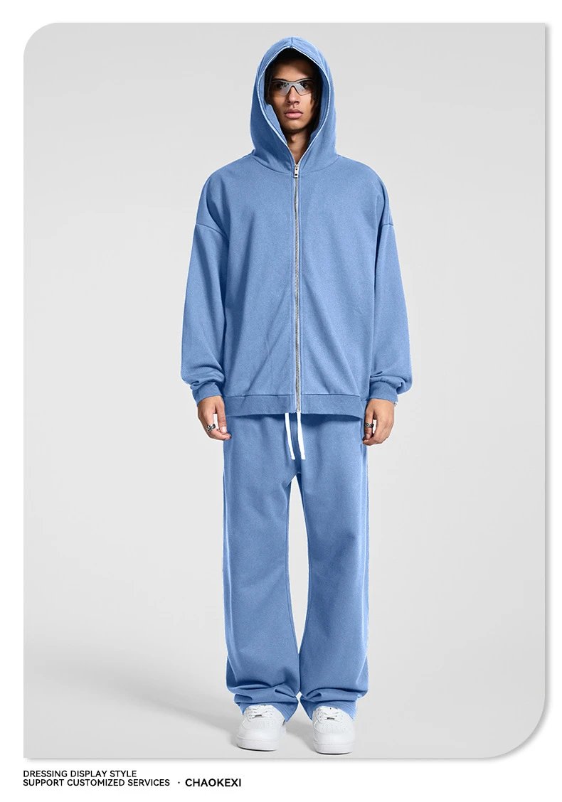 Winter Men's Fleece Zip Up Hoodie, Street Style Onyx - Gallery Image 6 - Detailed View