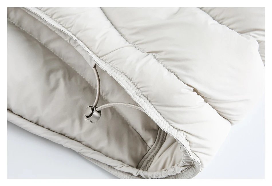 Men's Winter Warm Stand Collar Puffer Jacket, Duck Down, Snow White - Gallery Image 11 - Detailed View