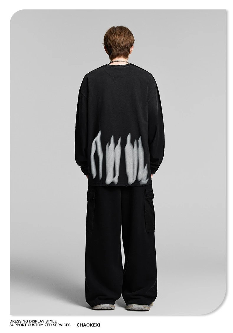 Men's Vintage Cotton Long Sleeve Tee Shirt Onyx - Gallery Image 7 - Detailed View