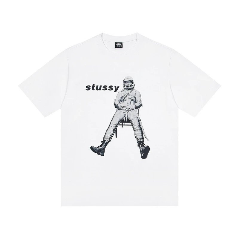 Casual Graphic Print Tee Unisex Cotton Snow White - Stussy - Cnfans - $19.35
