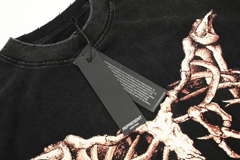 REPRESENT Skeleton Washed Tee Black - Gallery Image 10 - Detailed View