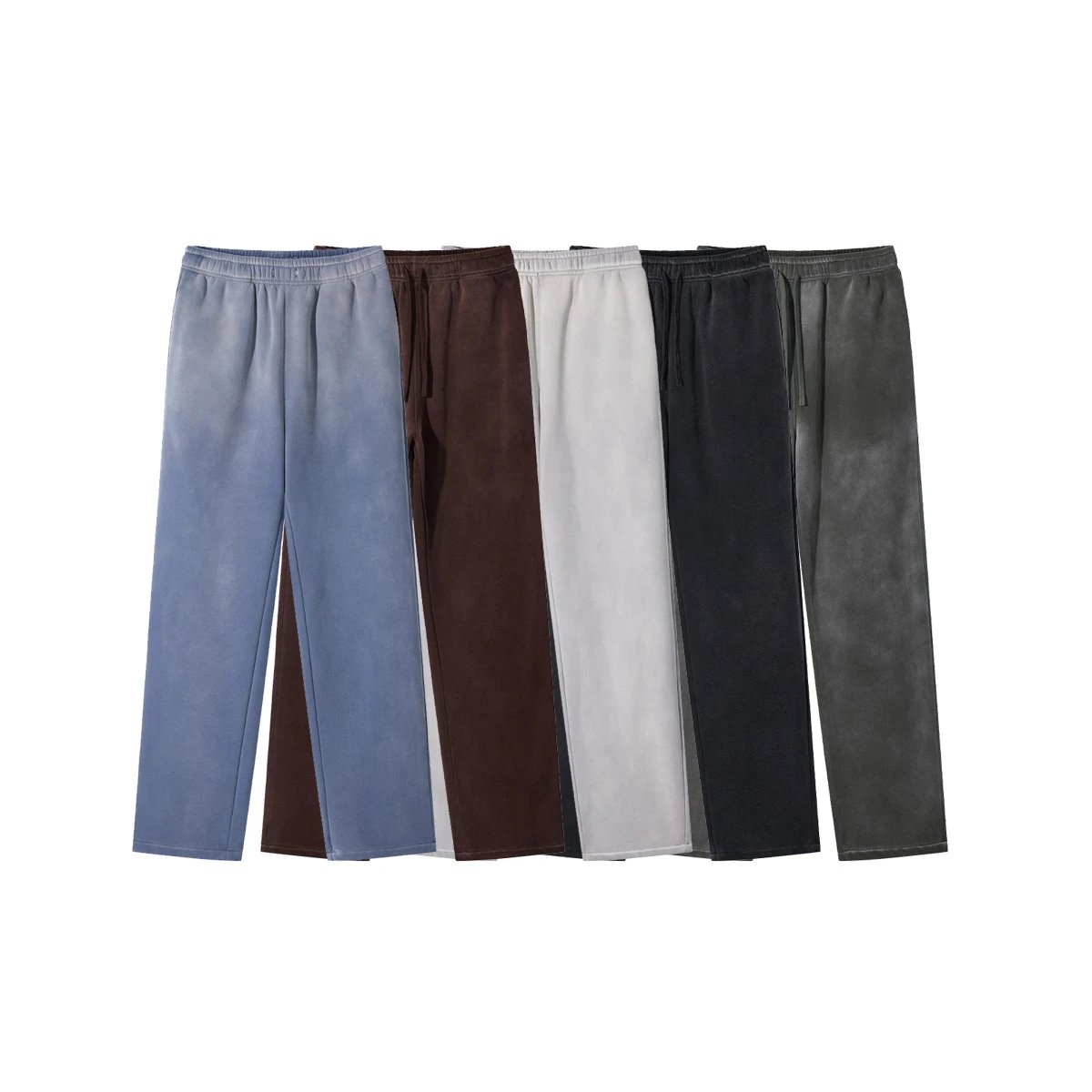 Retro Fleece Wide Leg Men's Sweatpants Trousers - Onyx - Gallery Image 13 - Detailed View