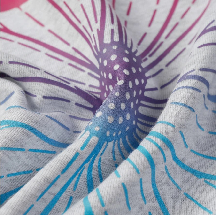 Trendy Oversized Daisy Graphic Crewneck Pullover, Ash Grey - Gallery Image 9 - Detailed View