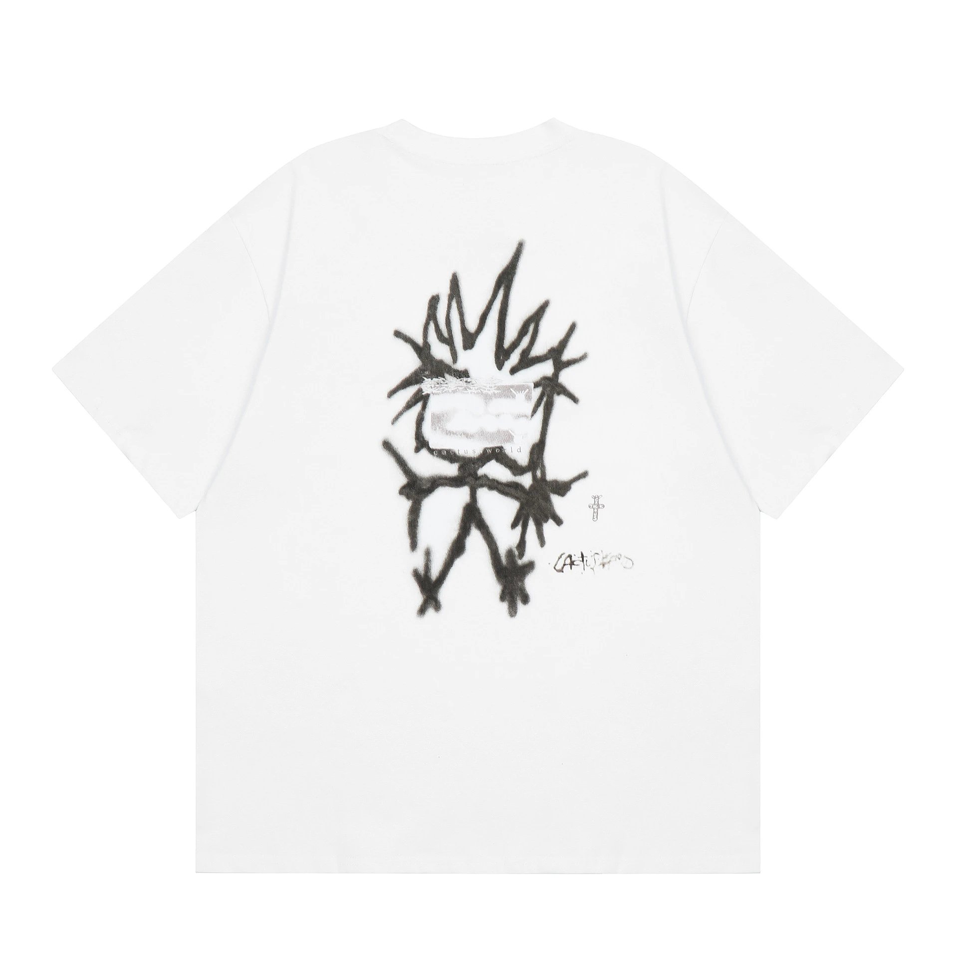 Streetwear Graphic Cotton T-Shirt Ivory - Gallery Image 3 - Detailed View