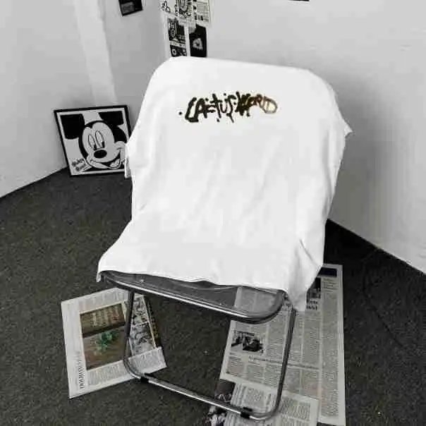 Streetwear Graphic Cotton T-Shirt Ivory - Gallery Image 5 - Detailed View