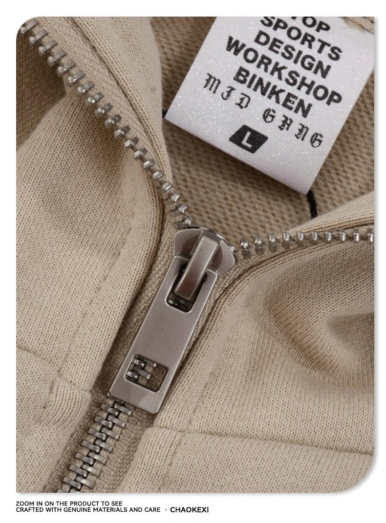 Winter Men's Fleece Zip Up Hoodie, Street Style Onyx - Gallery Image 9 - Detailed View