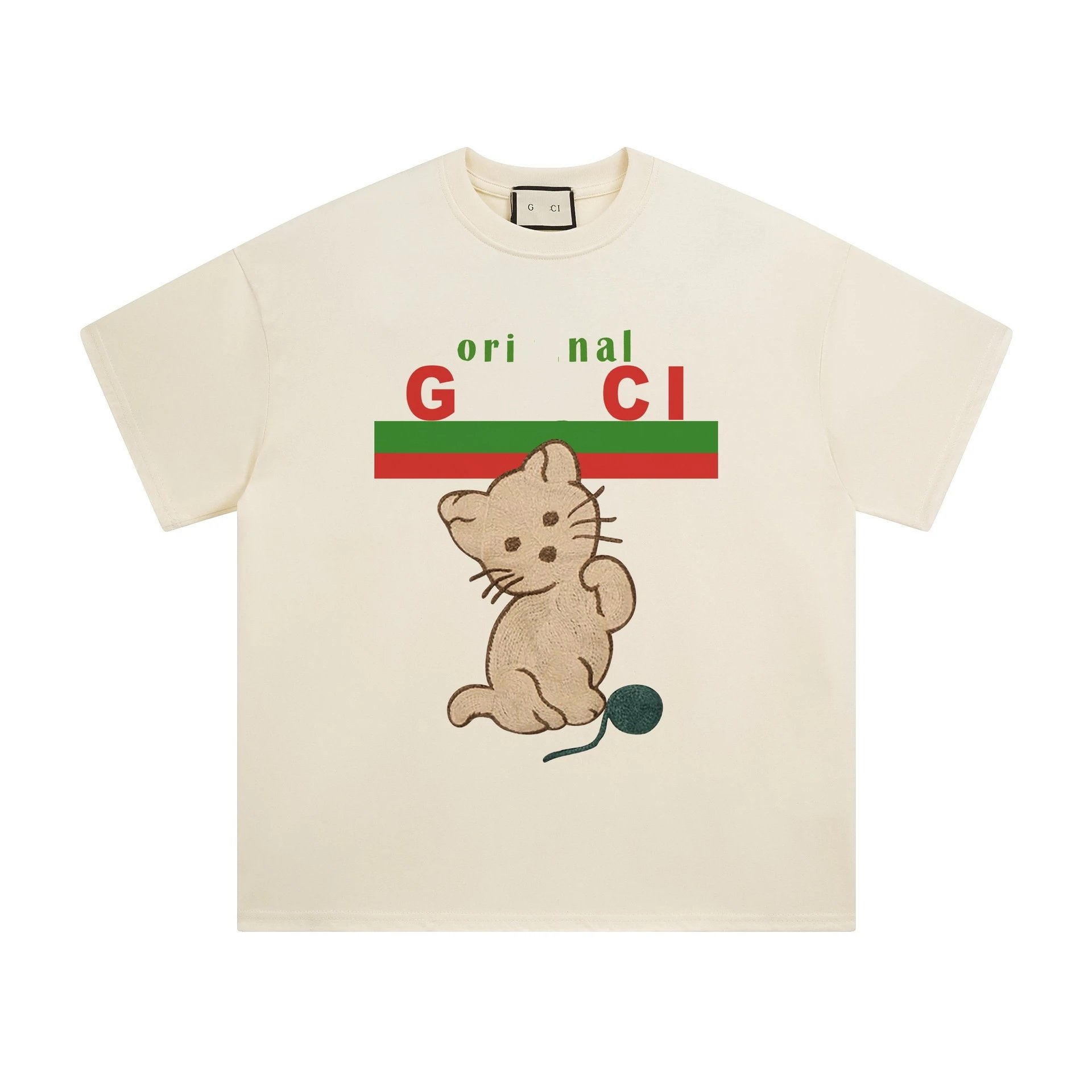 Casual Cotton Animal Print Tee Unisex Ecru - Gucci - Cnfans - $22.58