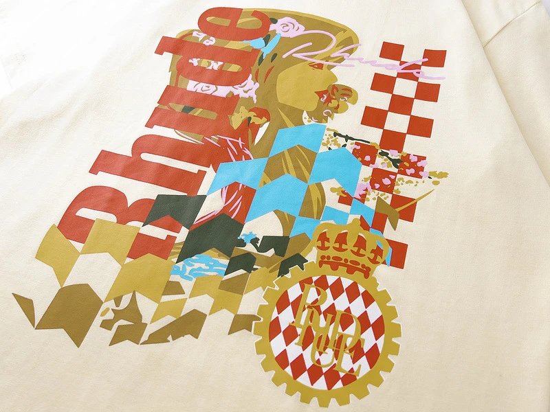 Rhude Graphic Oversized T-Shirt Multi - Gallery Image 9 - Detailed View