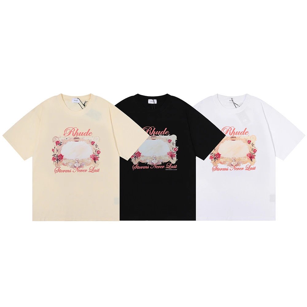 Rhude Floral Mirror Tee White - High Quality Product Image - Cnfans