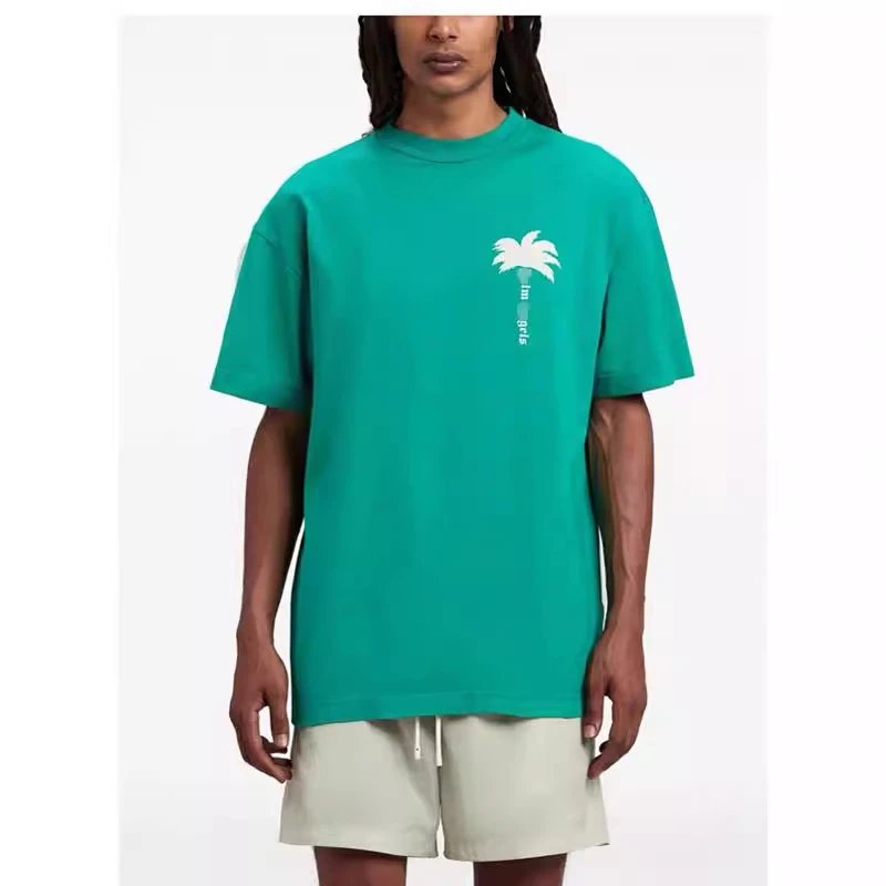 Unisex Streetwear Cotton Palm Tree Print T-Shirt Ivory - Gallery Image 8 - Detailed View